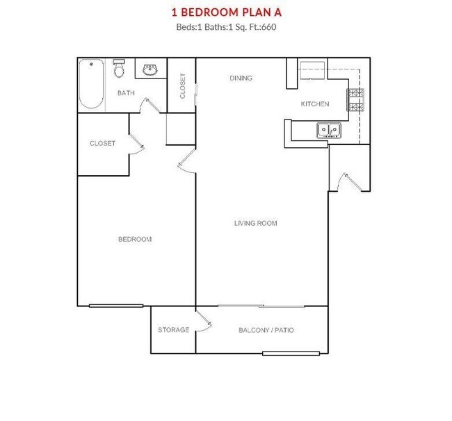 1 Bedroom 1 Bath - 40726 125 floor plan